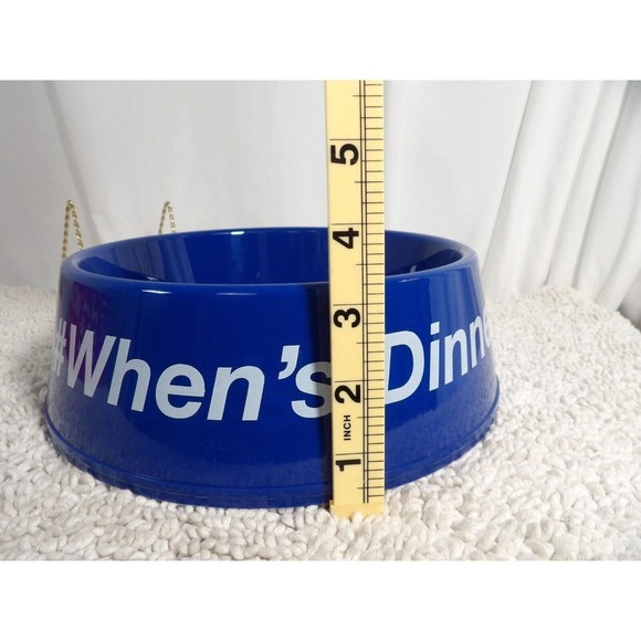 Greenbrier Kennel Club Blue Dishwasher Safe When's Dinner Round Pet Bowl - Picture 5 of 6
